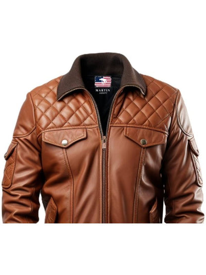Mens Leather Bomber Jacket