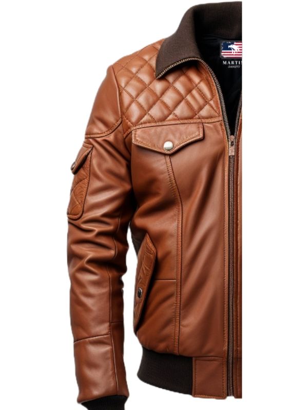 Mens Leather Bomber Jacket