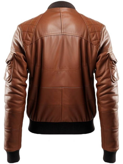 Mens Leather Bomber Jacket