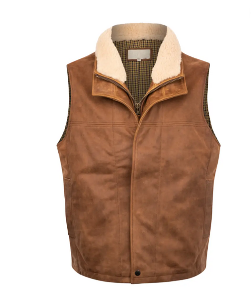 Mens Lone Pine Bourbon Classic Leather Vest
