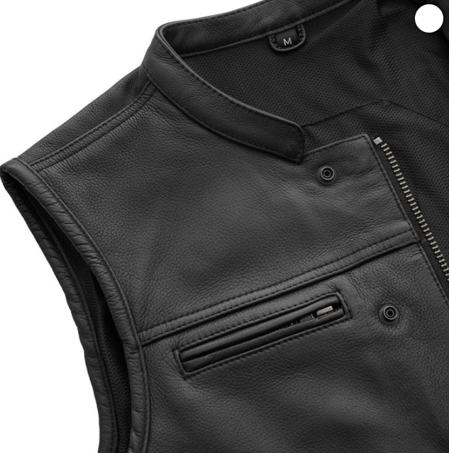 Mens Motorcycle Black Leather Vest