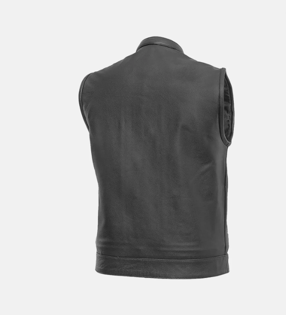 Mens Motorcycle Black Leather Vest