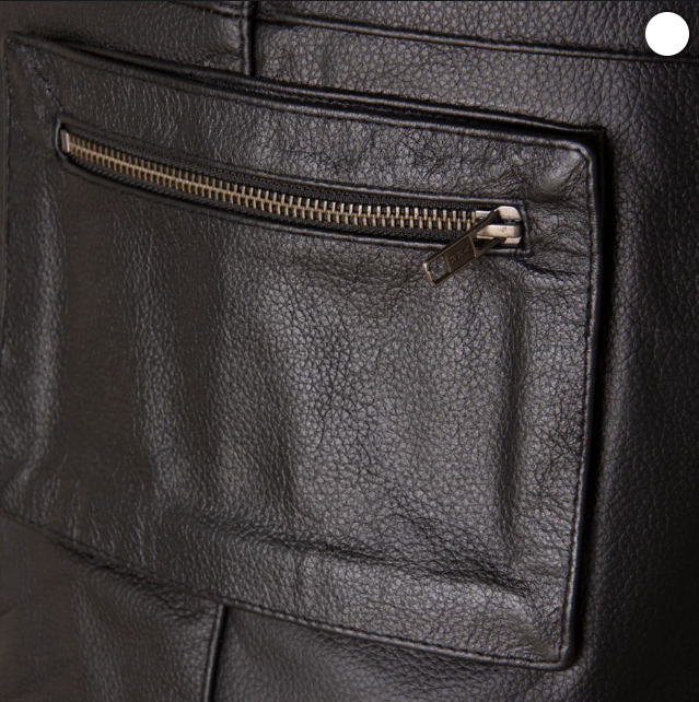 Mens Multi-Pocket Black Leather Vest for Biker