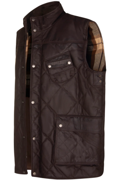 Mens Quilted Brown Leather Vest