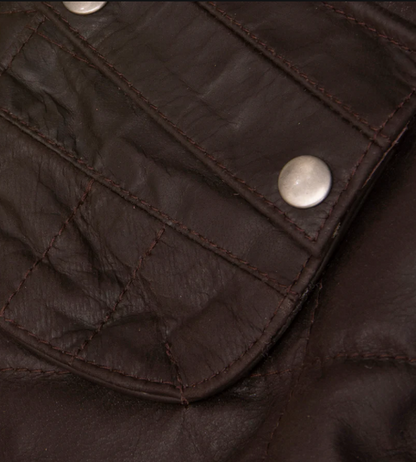 Mens Quilted Brown Leather Vest