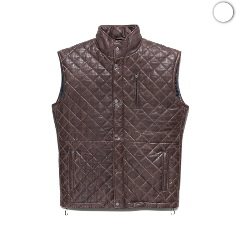Mens Quilted Brown Leather Vest