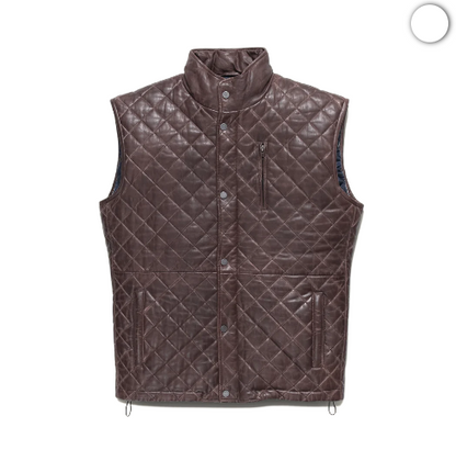 Mens Quilted Brown Leather Vest
