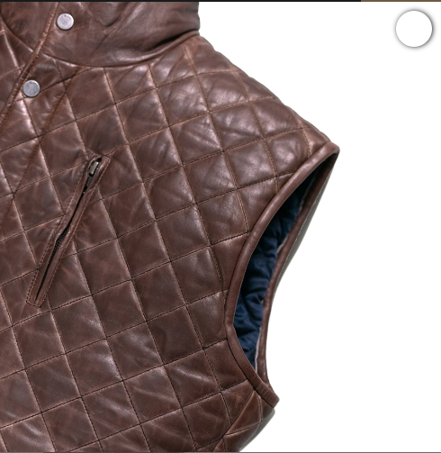 Mens Quilted Brown Leather Vest