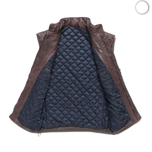 Mens Quilted Brown Leather Vest