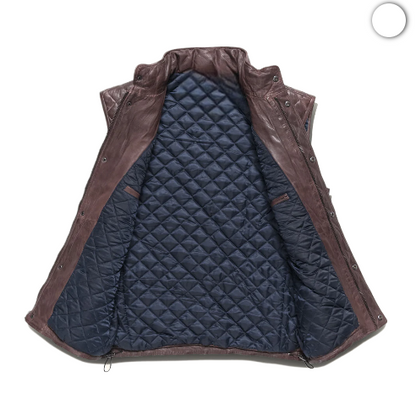 Mens Quilted Brown Leather Vest