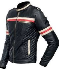 Mens Red And White Striped Black Jacket