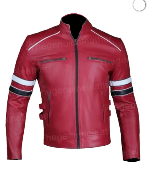 Mens Red Cafe Racer Jacket