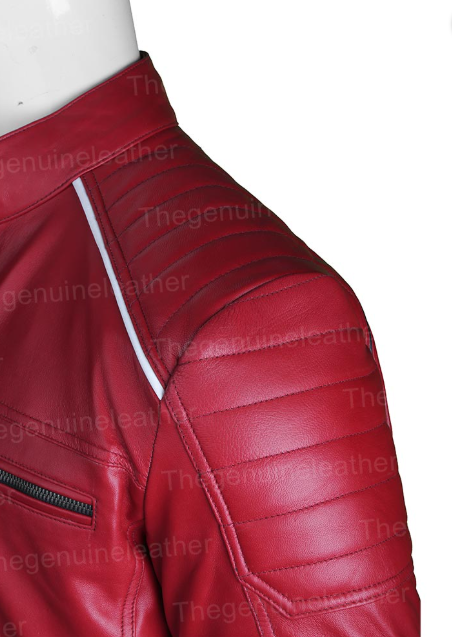 Mens Red Cafe Racer Jacket