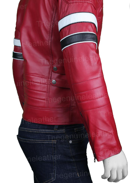 Mens Red Cafe Racer Jacket