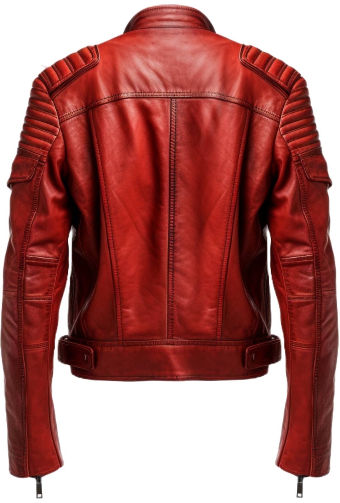 Mens Red Leather Jacket - Waxed Leather Jacket