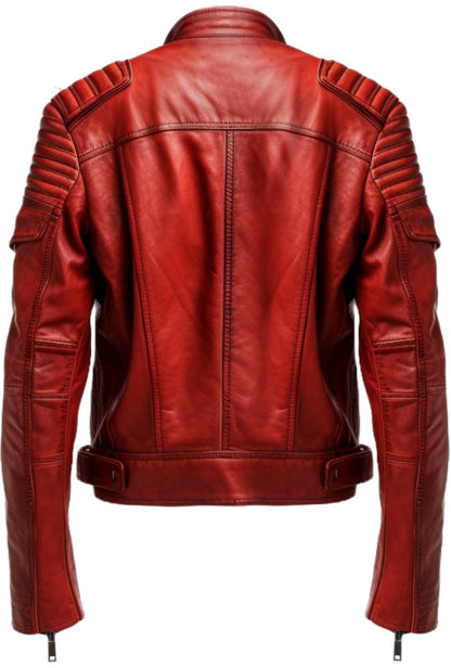 Mens Red Leather Jacket - Waxed Leather Jacket