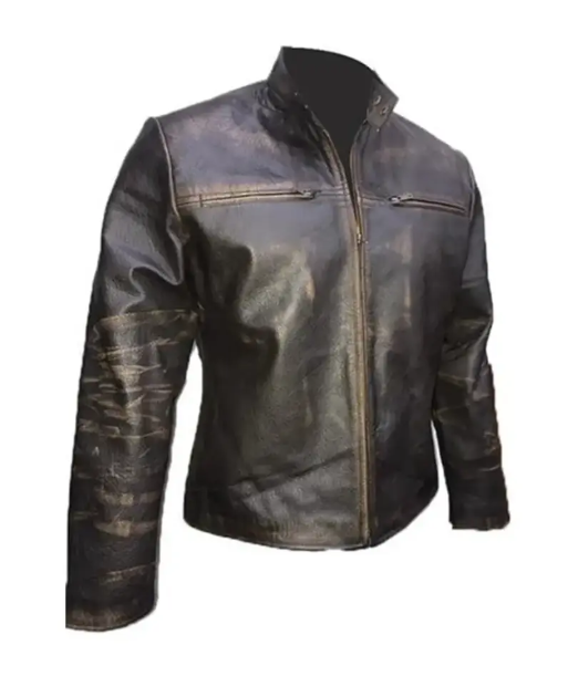Mens Retro Cafe Racer Leather Jacket