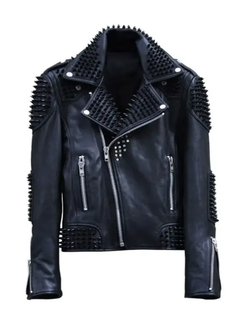 Mens Rock Punk Studded Biker Jacket