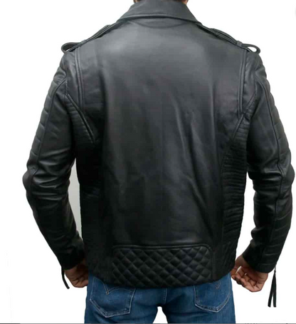 Mens Vintage Slim Fit Biker Leather Jacket