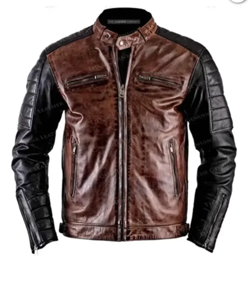 Mens Vintage Cafe Racer Leather Jacket