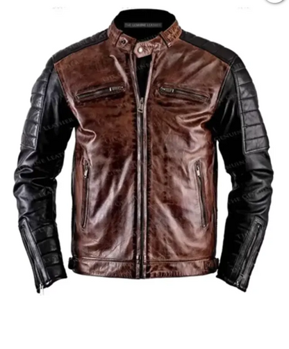 Mens Vintage Cafe Racer Leather Jacket