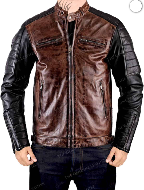 Mens Vintage Cafe Racer Leather Jacket