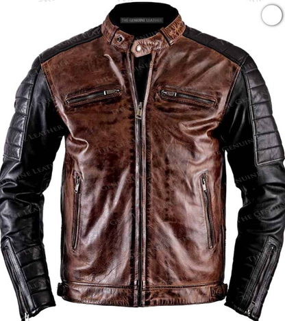 Mens Vintage Cafe Racer Leather Jacket
