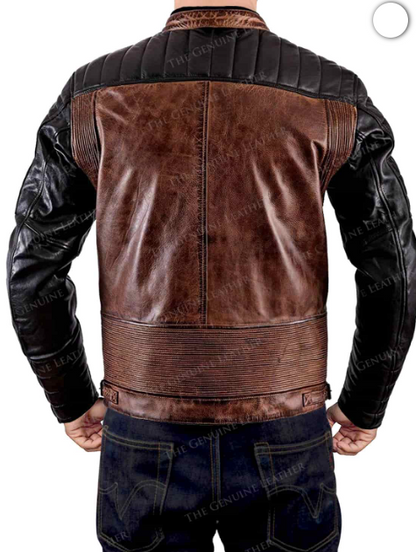 Mens Vintage Cafe Racer Leather Jacket