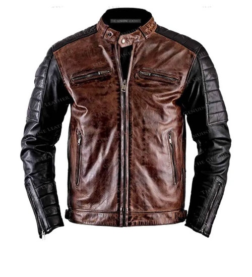 Mens Vintage Cafe Racer Leather Jacket