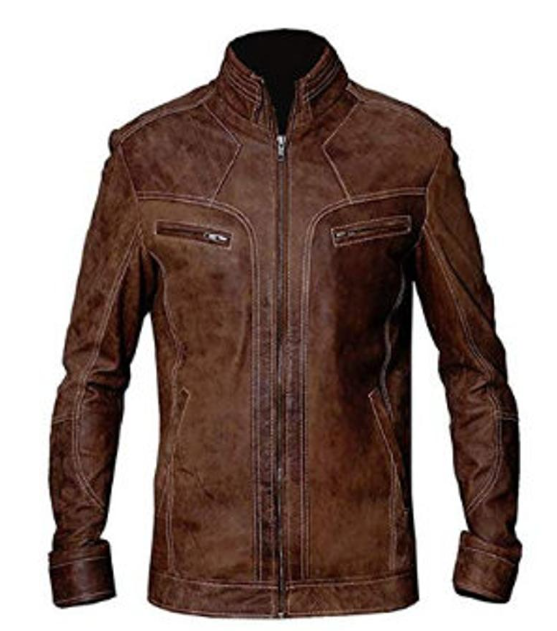 Mens Vintage Distressed Biker Leather Jacket