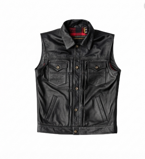 Mens Virginia Black Leather Vest
