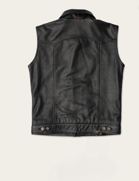 Mens Virginia Black Leather Vest