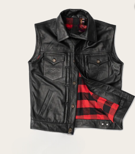 Mens Virginia Black Leather Vest