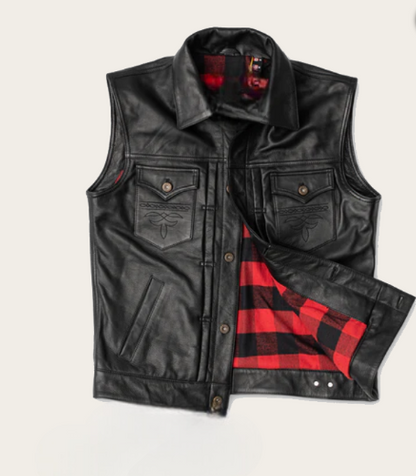 Mens Virginia Black Leather Vest