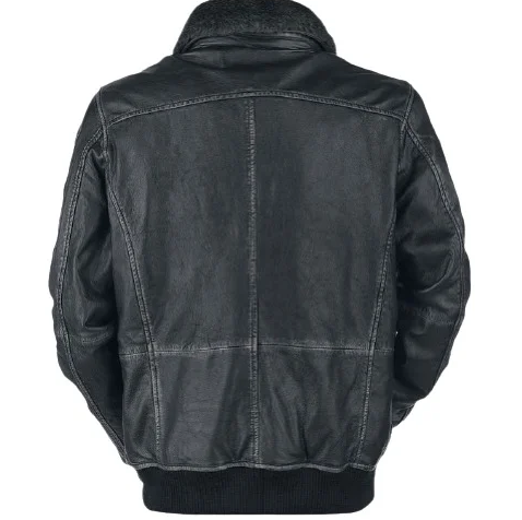 Mens Bike Racer Black Leather Jacket