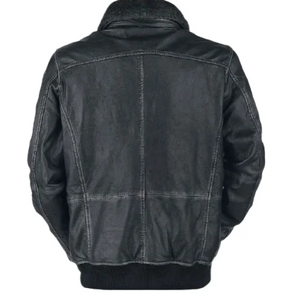 Mens Bike Racer Black Leather Jacket