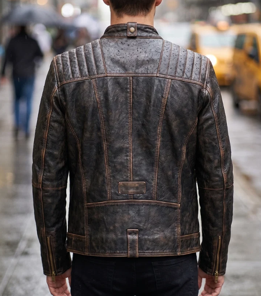 Mike Brown Waxed Leather Jacket For Men