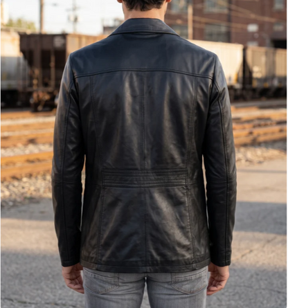 Modern Black Leather Jacket For Men