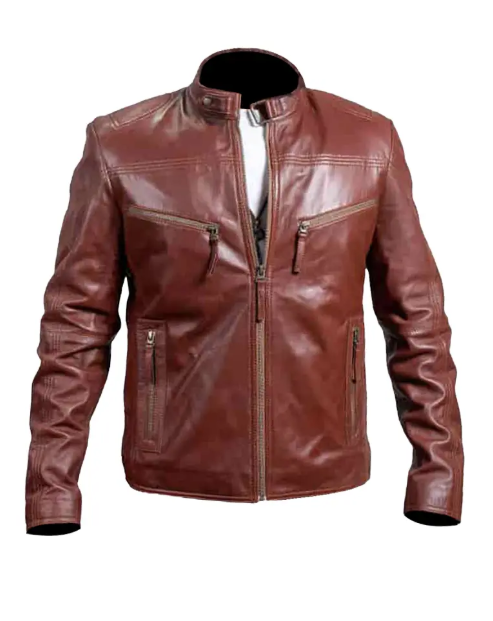 Motorcycle Brown Leather Jacket