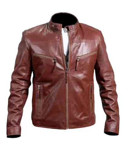 Motorcycle Brown Leather Jacket
