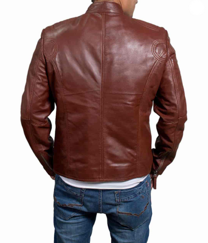 Motorcycle Brown Leather Jacket