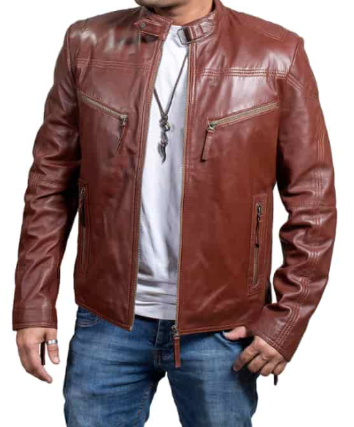Motorcycle Brown Leather Jacket