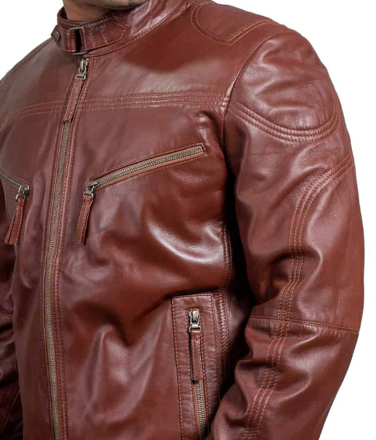 Motorcycle Brown Leather Jacket
