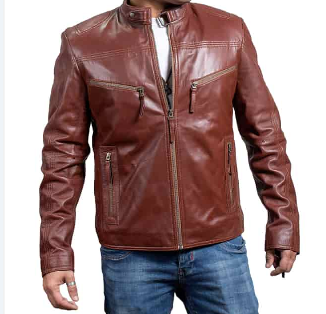 Motorcycle Brown Leather Jacket