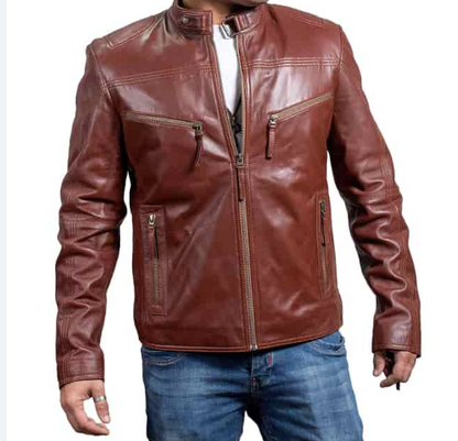 Motorcycle Brown Leather Jacket
