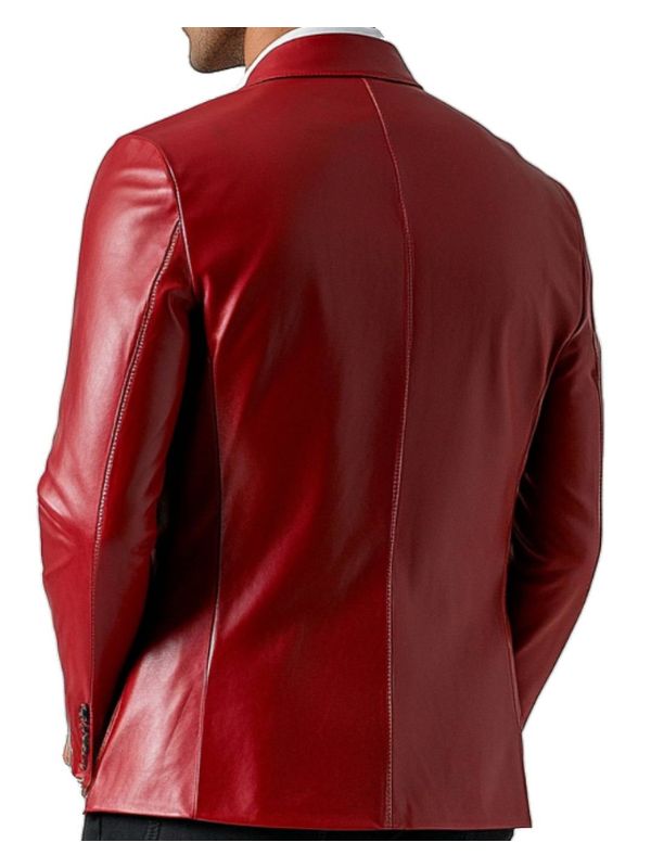 Oakley Red Leather Blazer - Leather Blazer for Men Red