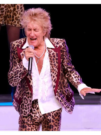 Rod Stewart One Last Time Tour 2025 Leopard Printed Blazer