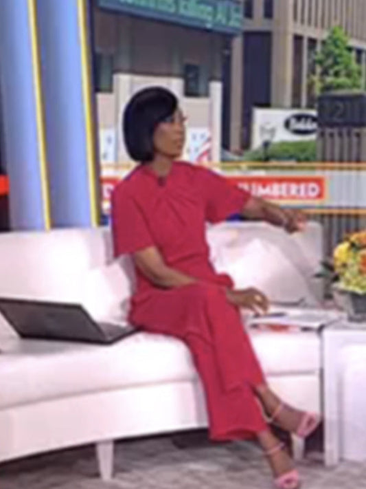 Outnumbered 2025 Harris Faulkner Pink Twist Neck Jumpsuit