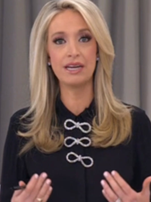 Outnumbered 2025 Kayleigh McEnany Black Embellished Bow Top