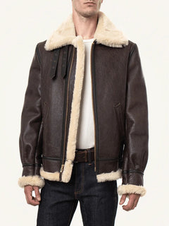 Men's Brown Shearling B3 Leather Jacket